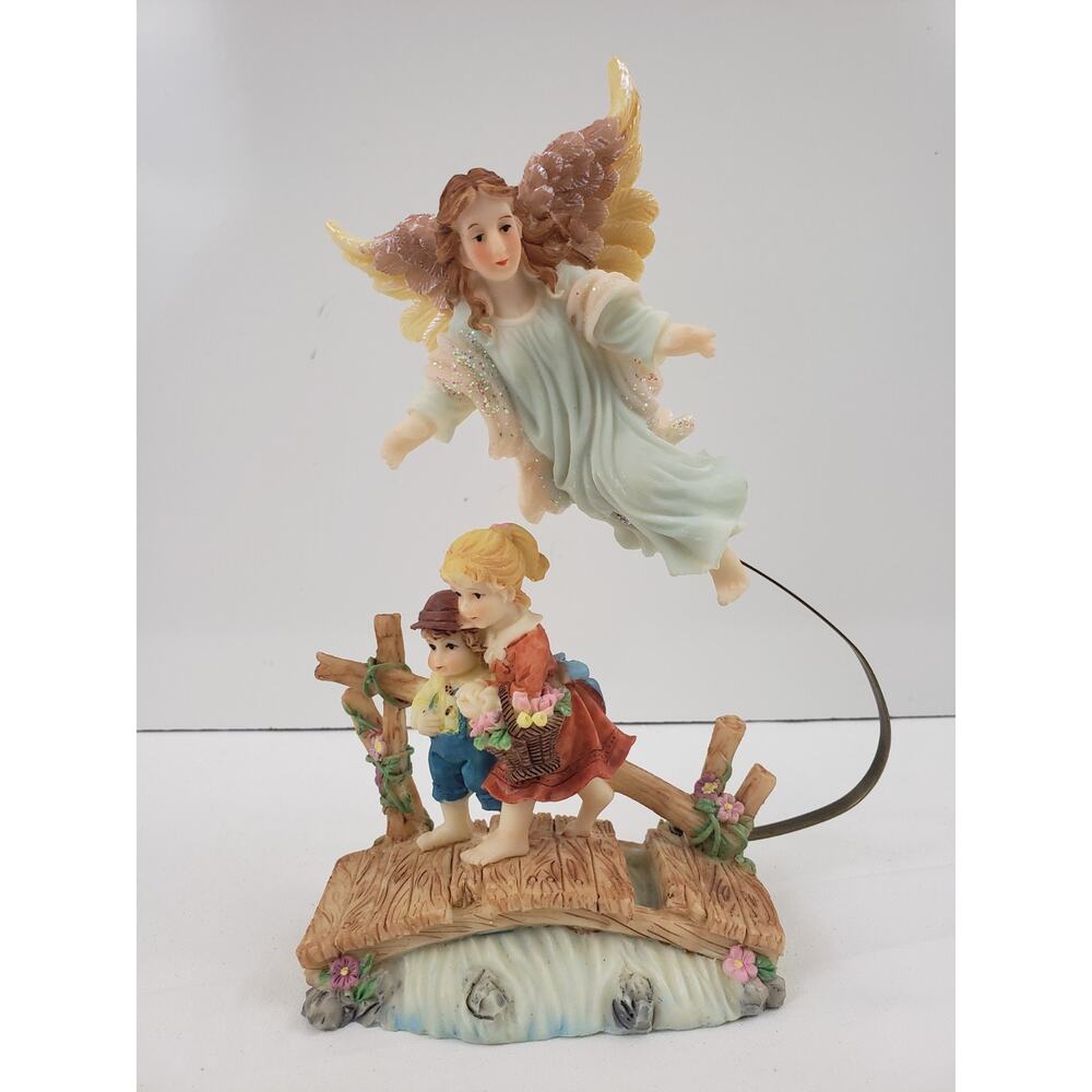 New Gift Collection Guardian Angel Watching Over Children on Bridge Figurine